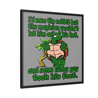 turtle race - framed canvas art (grey)