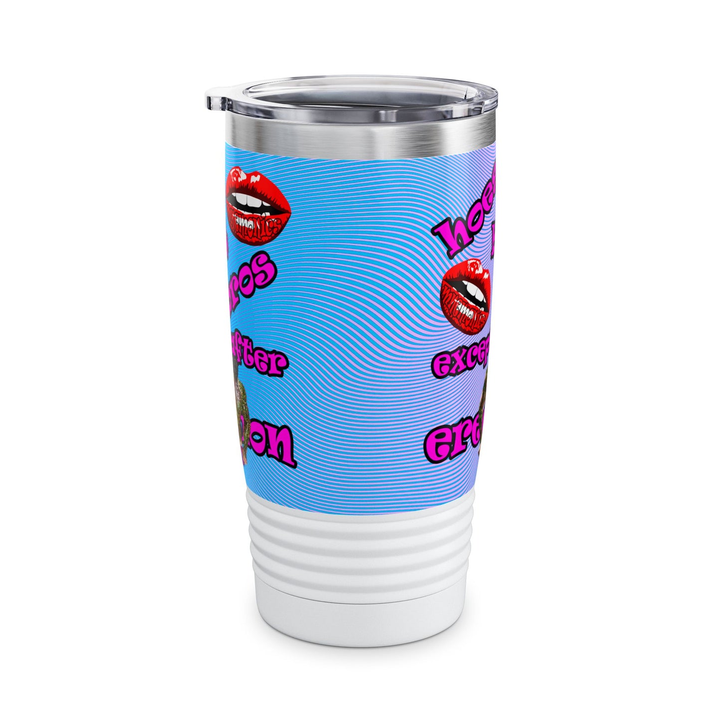 hoes b4 bros - Ringneck Tumbler, 20oz (light blue-purple wave)