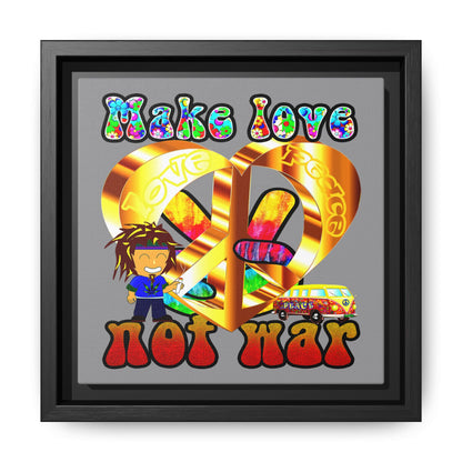 love peace - framed canvas art (grey)