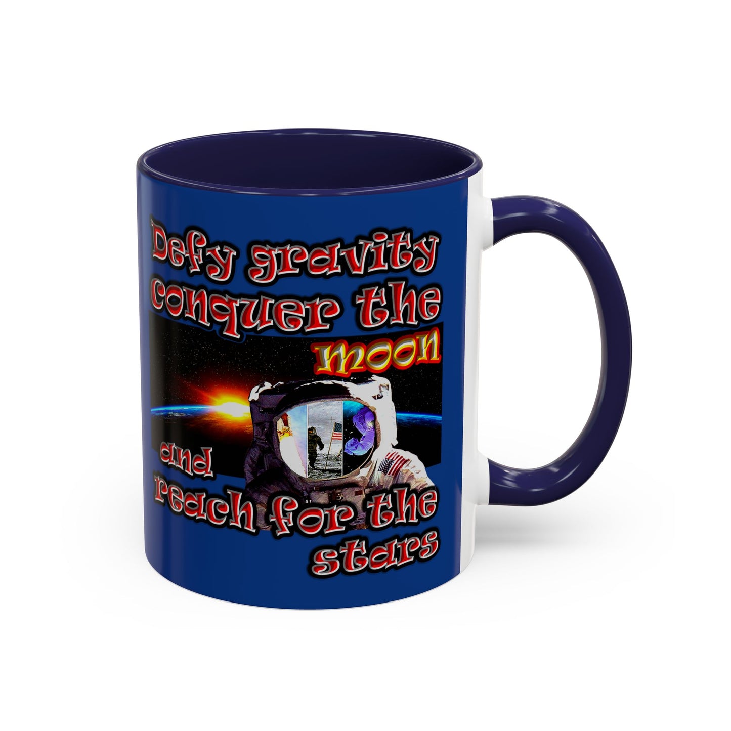 defy conquer reach - Accent Mug (dark blue)