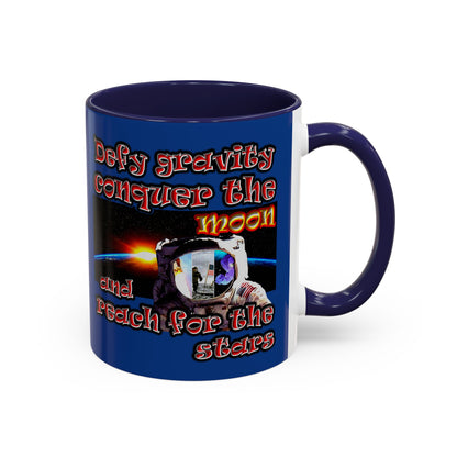 defy conquer reach - Accent Mug (dark blue)