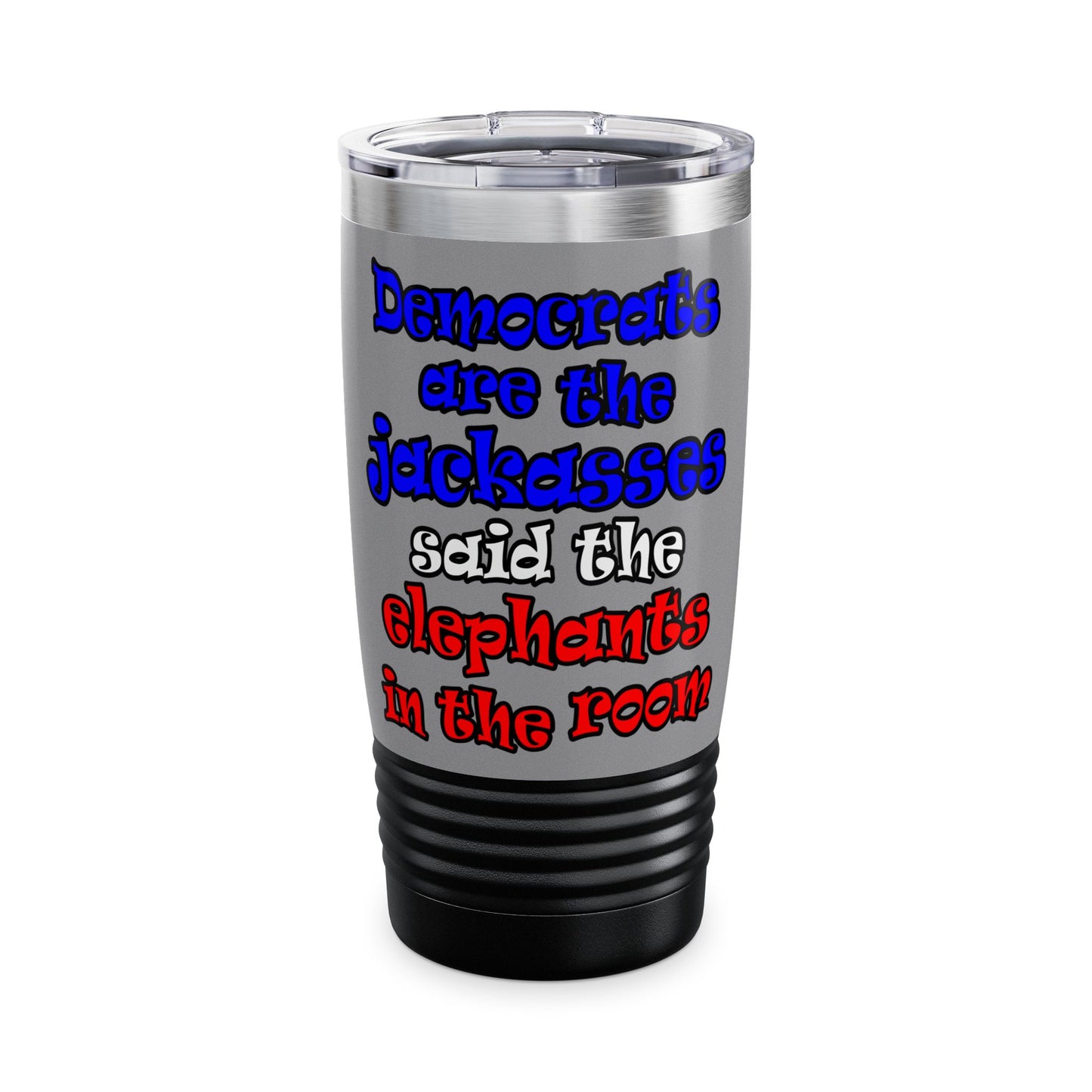 donkeys and elephants - Ringneck Tumbler, 20oz (grey)
