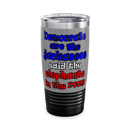 donkeys and elephants - Ringneck Tumbler, 20oz (grey)