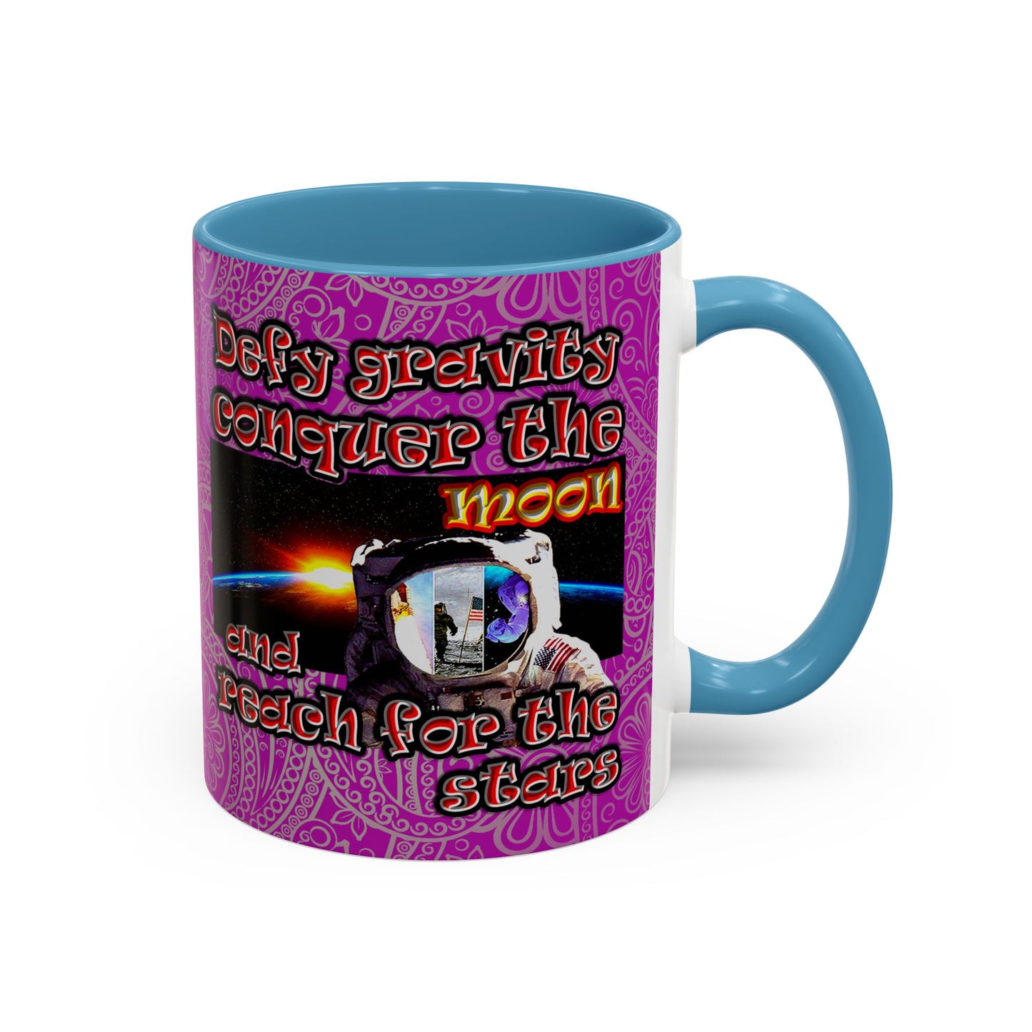 defy conquer reach - Accent Mug (pink swirl)