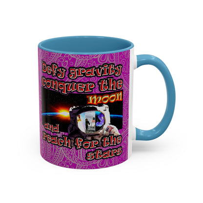 defy conquer reach - Accent Mug (pink swirl)