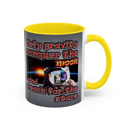 defy conquer reach - Accent Mug (brushed nickel)