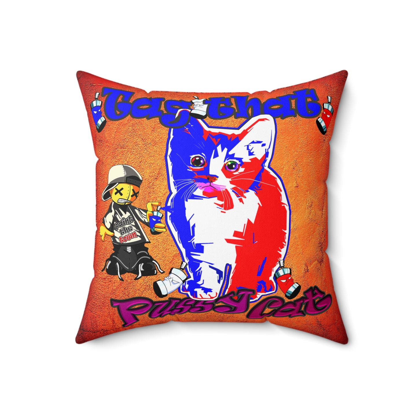 tag that - Spun Polyester Square Pillow - (burnt orange)