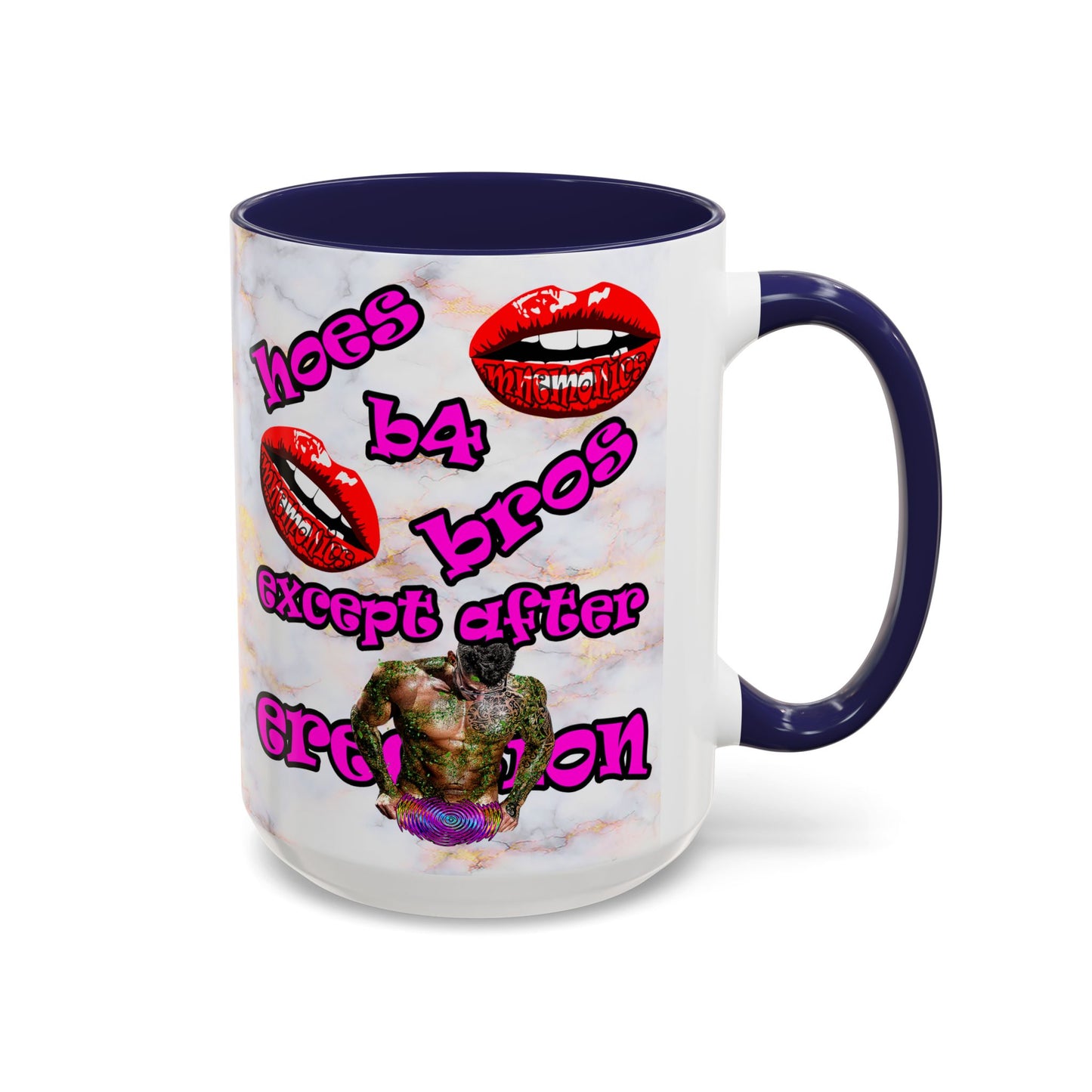 hoes b4 bros - Accent Mug (white marble)