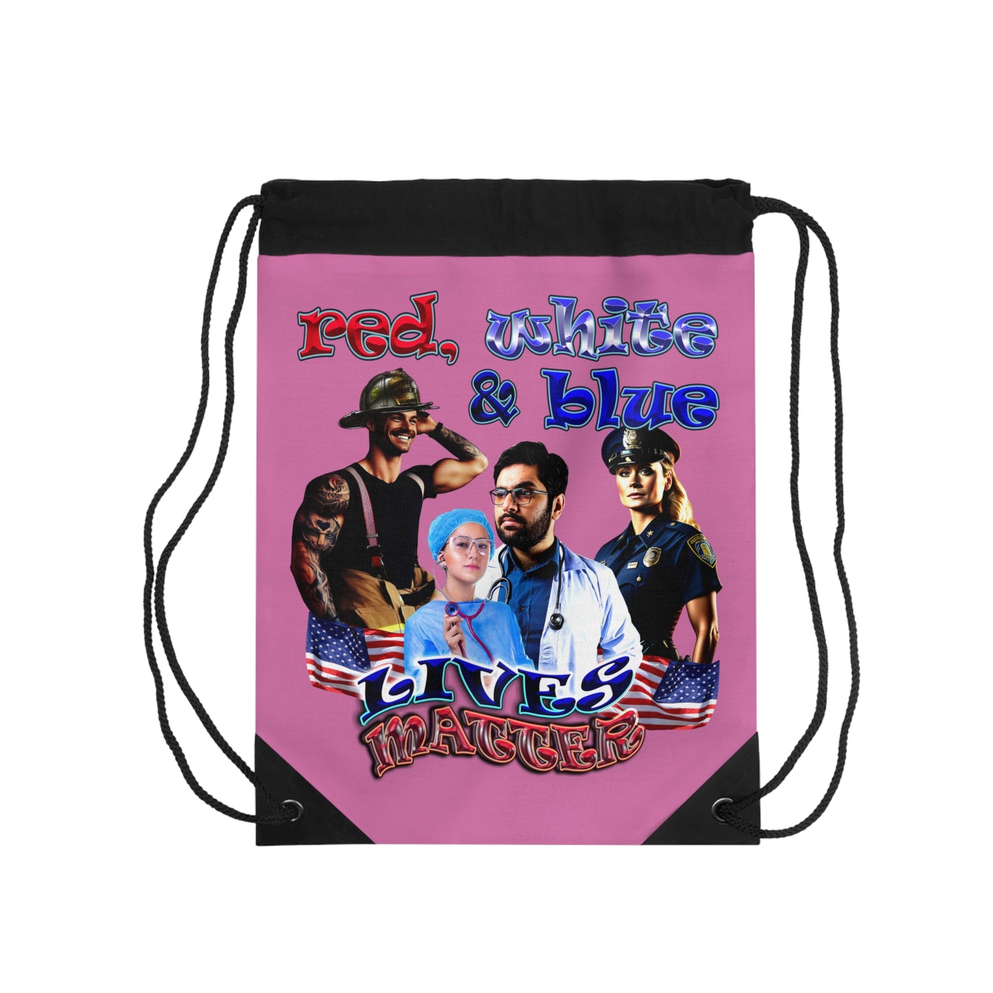 rw&b lives matter - Drawstring Bag (light pink)
