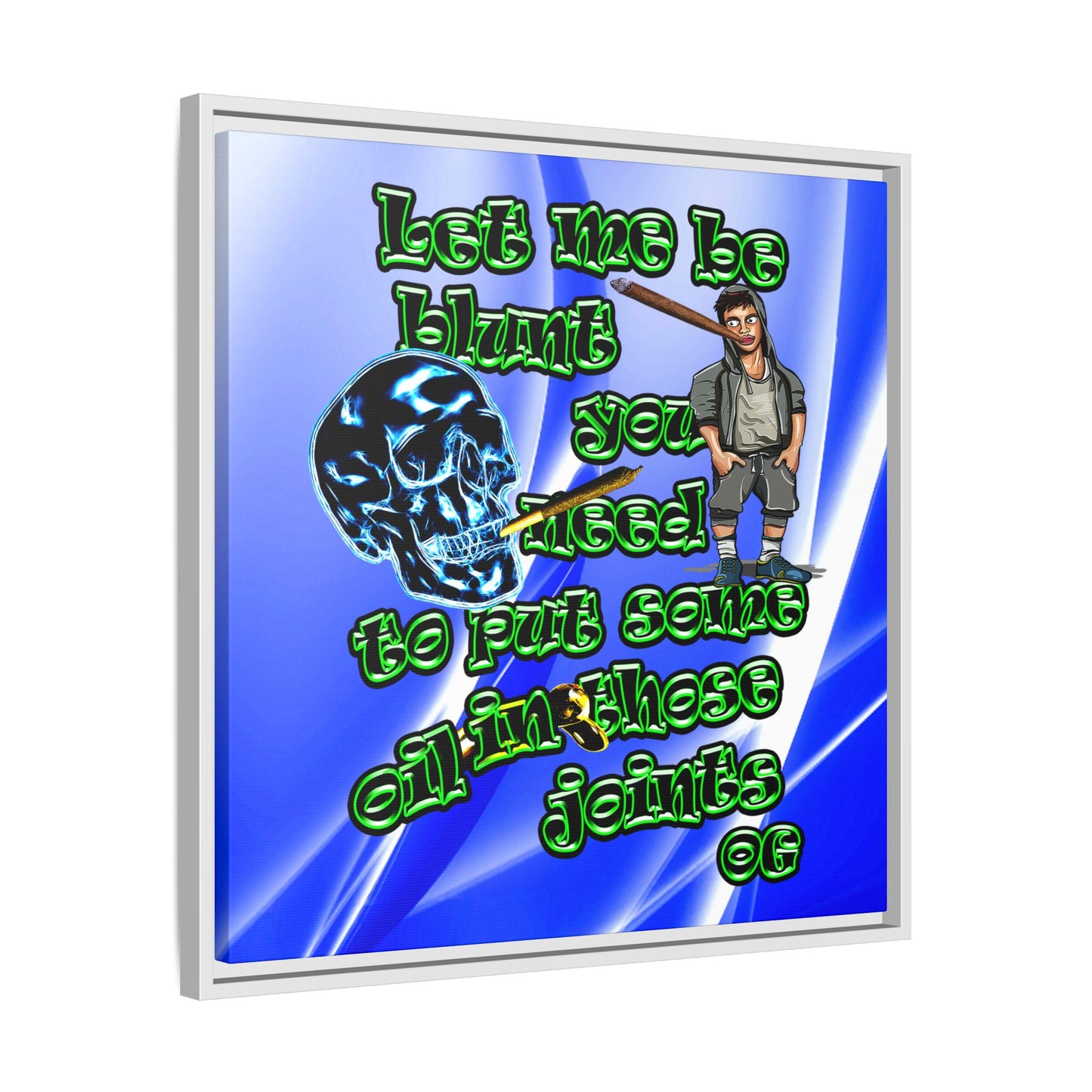og - framed canvas art (blue-white wave)