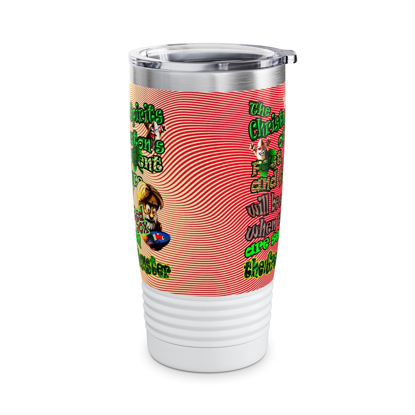 christmas spirits of boston - Ringneck Tumbler, 20oz (yellow-orange wave)