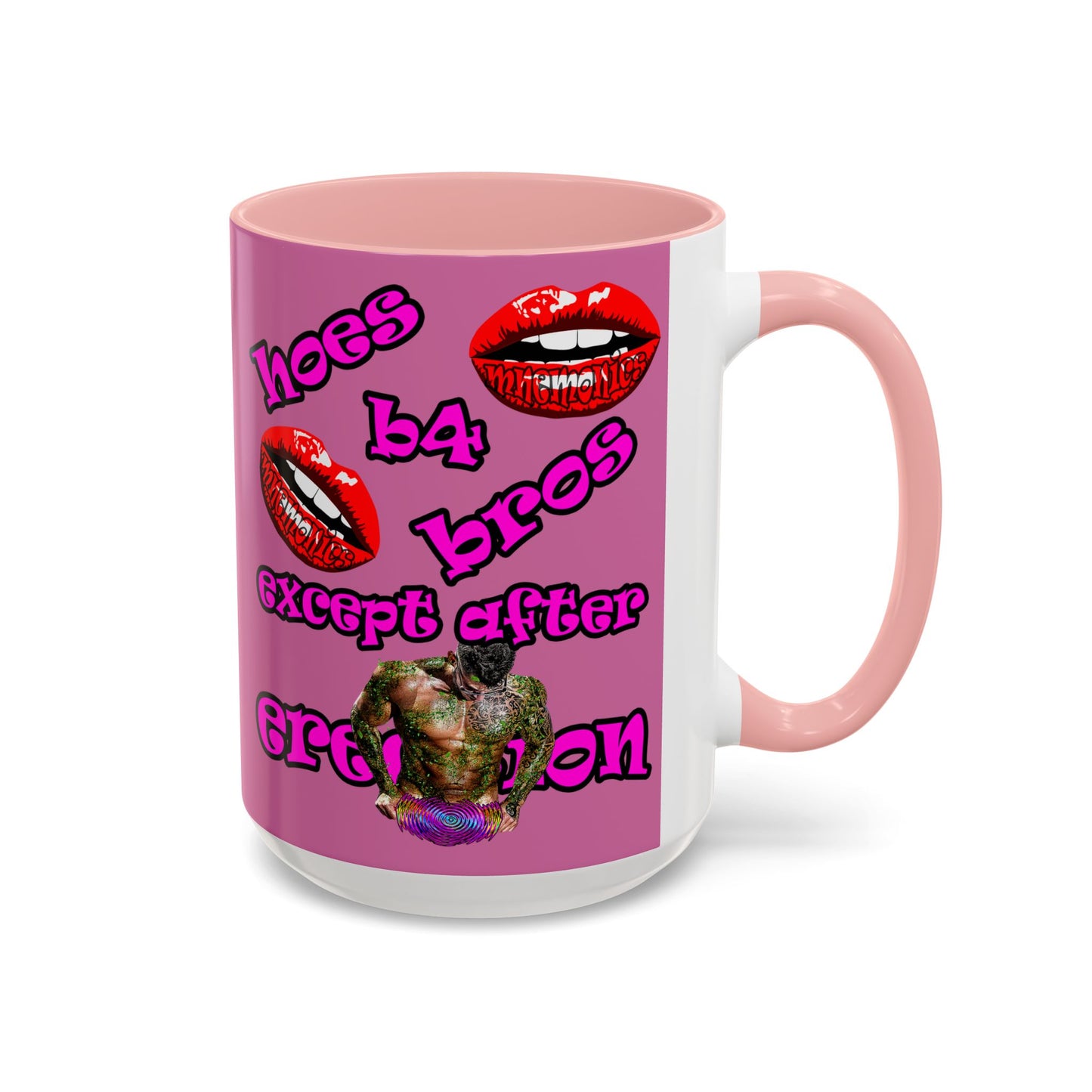 hoes b4 bros - Accent Mug (light pink)