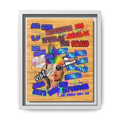 drop the beat - framed canvas art (butterscotch wood finish)