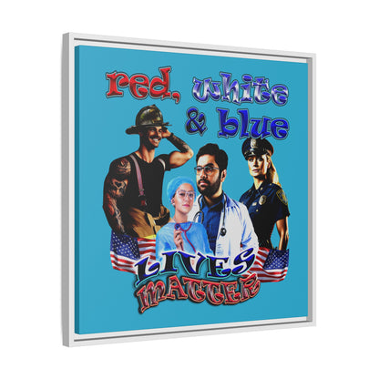 rw&b lives matter - framed canvas art (turquoise)