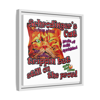 schrodinger's cat - framed canvas art (white)