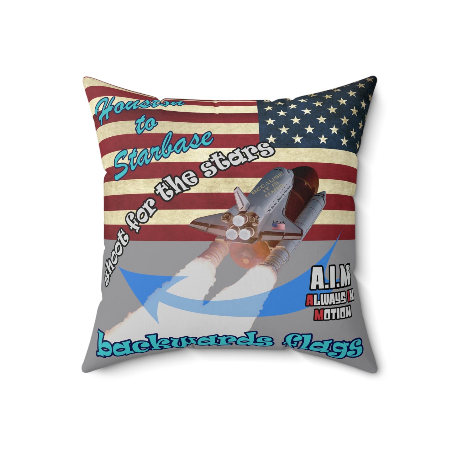 shoot for the stars - Spun Polyester Square Pillow - (grey)
