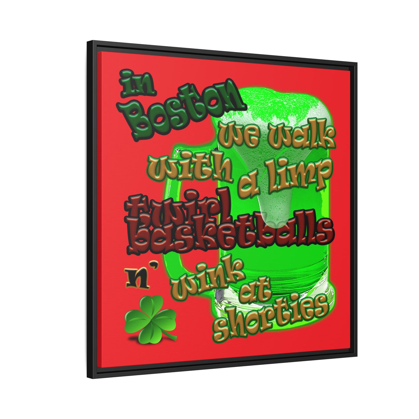 celtics logo - framed canvas art (red)
