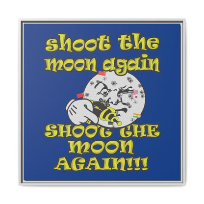 shoot the moon again - framed canvas art (dark blue)