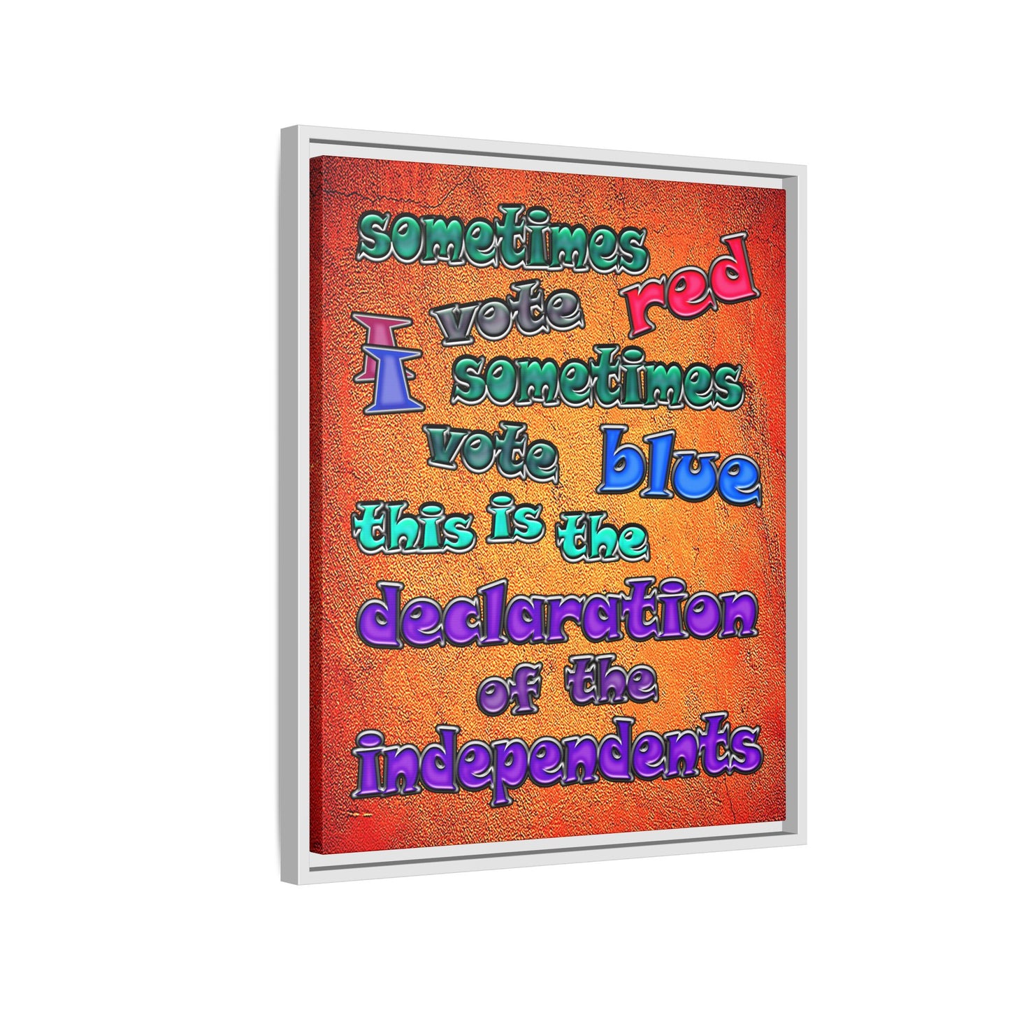 declaration of the independents - framed canvas art (burnt orange)
