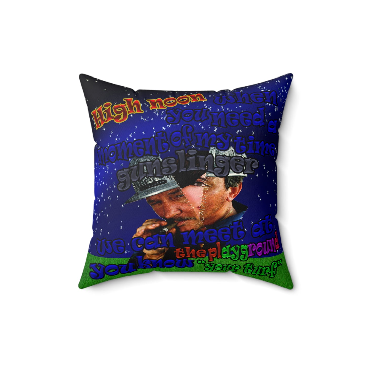 high noon - Faux Suede Square Pillow - ('snoops' background)
