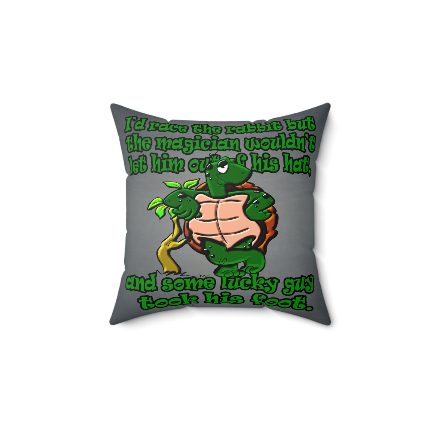 turtle race - Faux Suede Square Pillow - (grey-light grey)