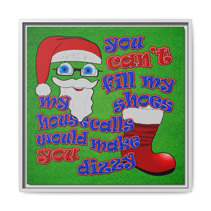 santa's shoes - framed canvas art (green turf)