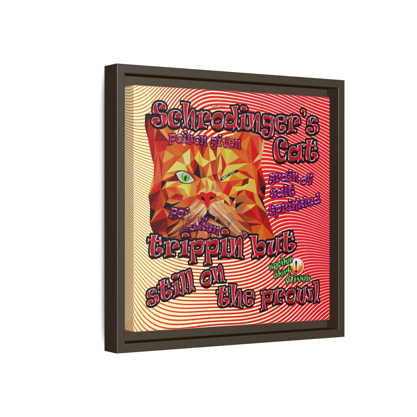 schrodinger's cat - framed canvas art (yellow-orange wave)