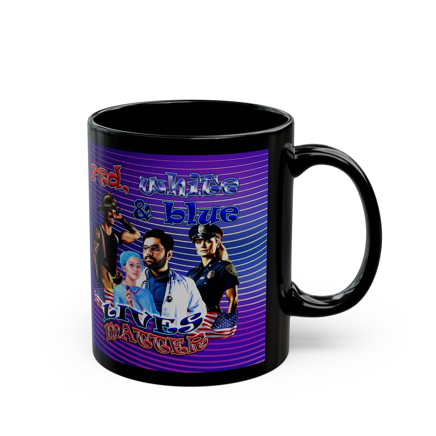 rw&b lives matter - Black Mug (purple wave)