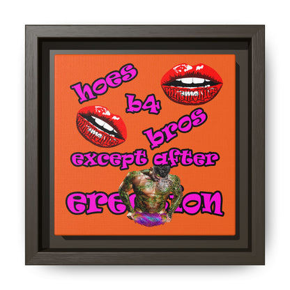 hoes b4 bros - framed canvas art (orange)