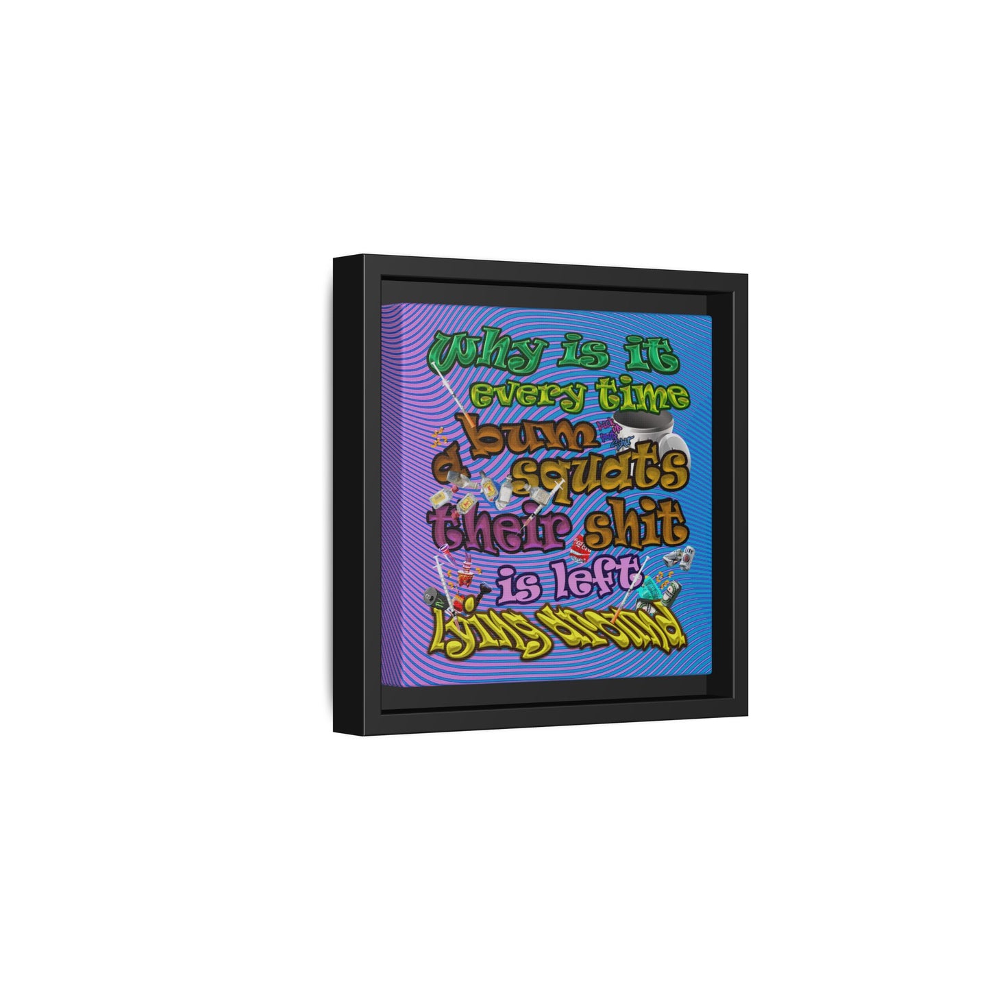 the bum's shit - framed canvas art (light blue-purple wave)