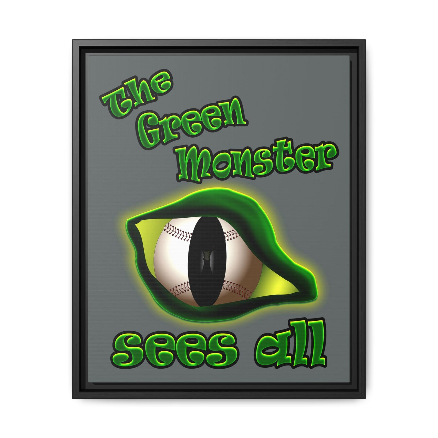 green monster - framed canvas art (dark grey)