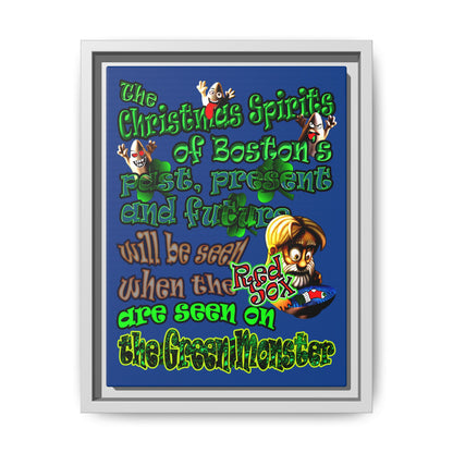 christmas spirits of boston - framed canvas art (dark blue)