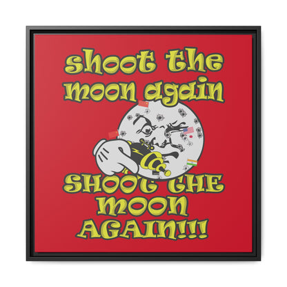shoot the moon again - framed canvas art (dark red)