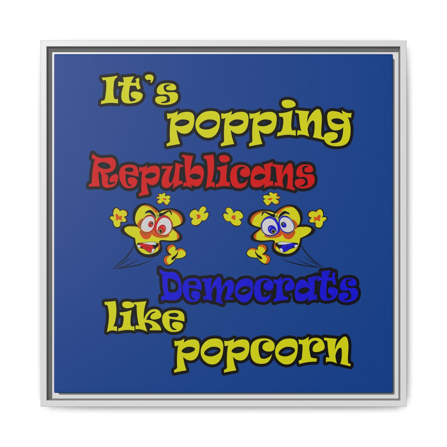 popping like popcorn - framed canvas art (dark blue)