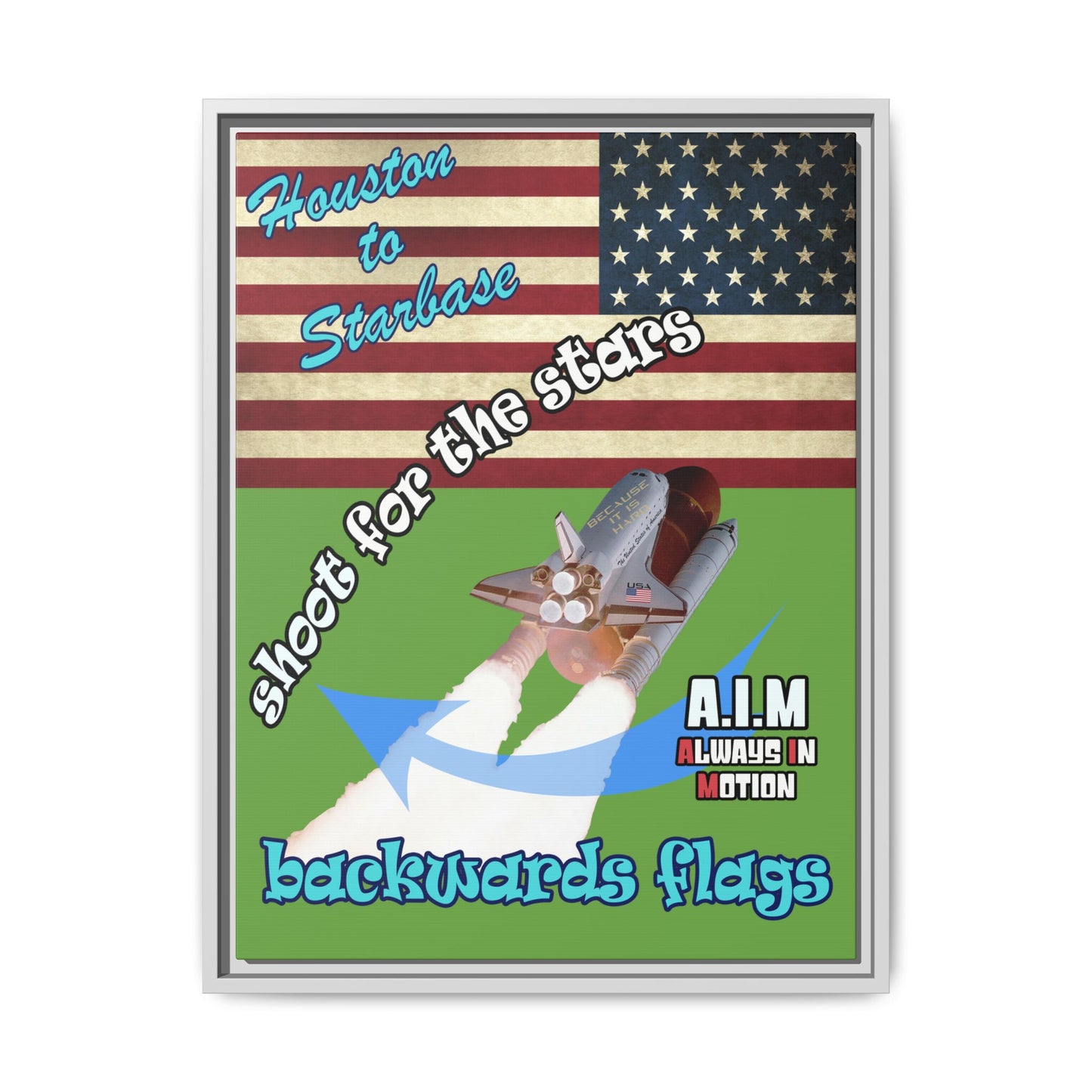 shoot for the stars - framed canvas art (green)