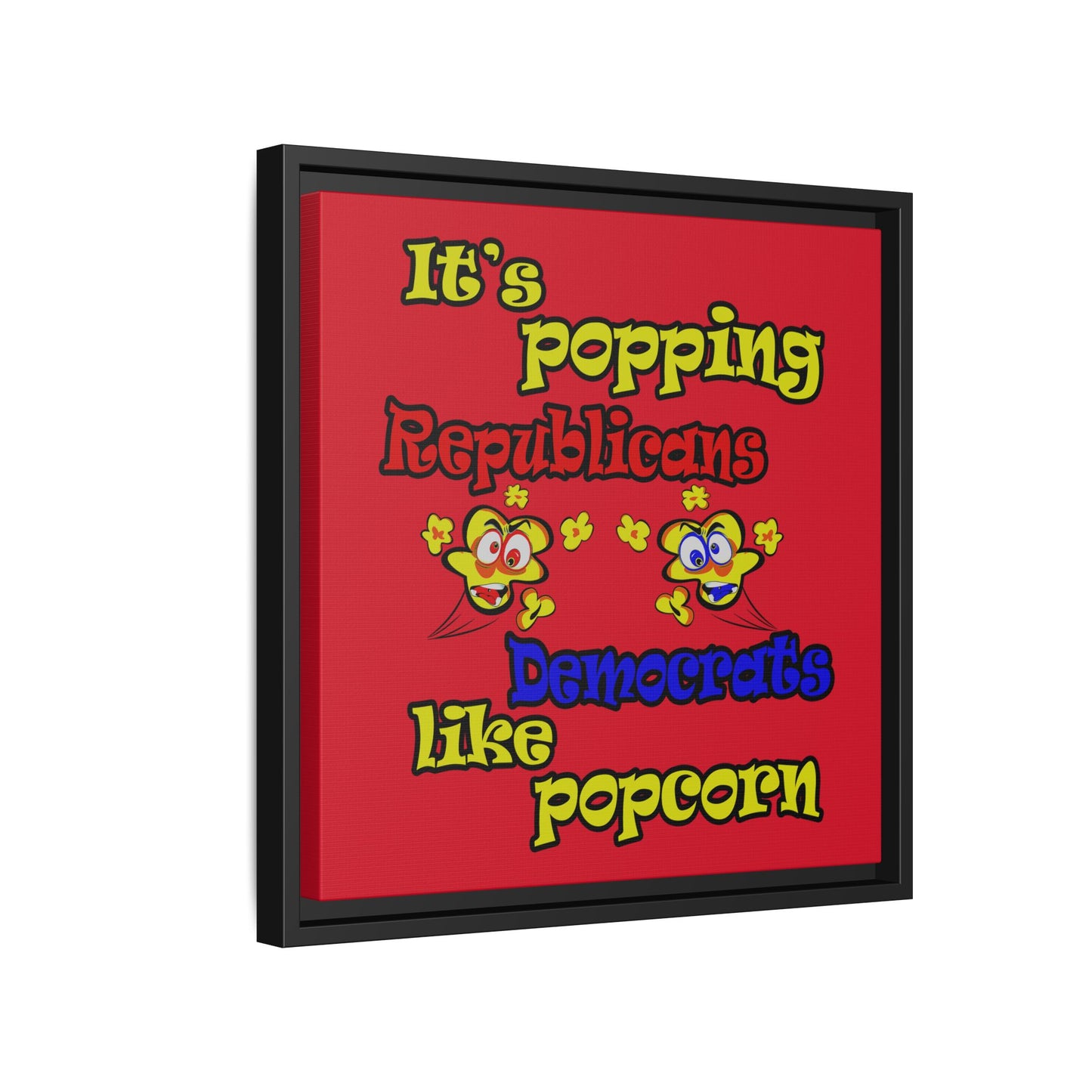 popping like popcorn - framed canvas art (dark red)