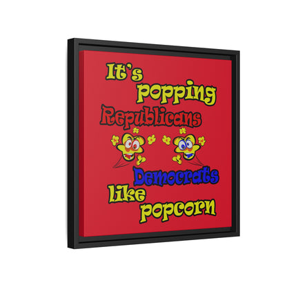 popping like popcorn - framed canvas art (dark red)