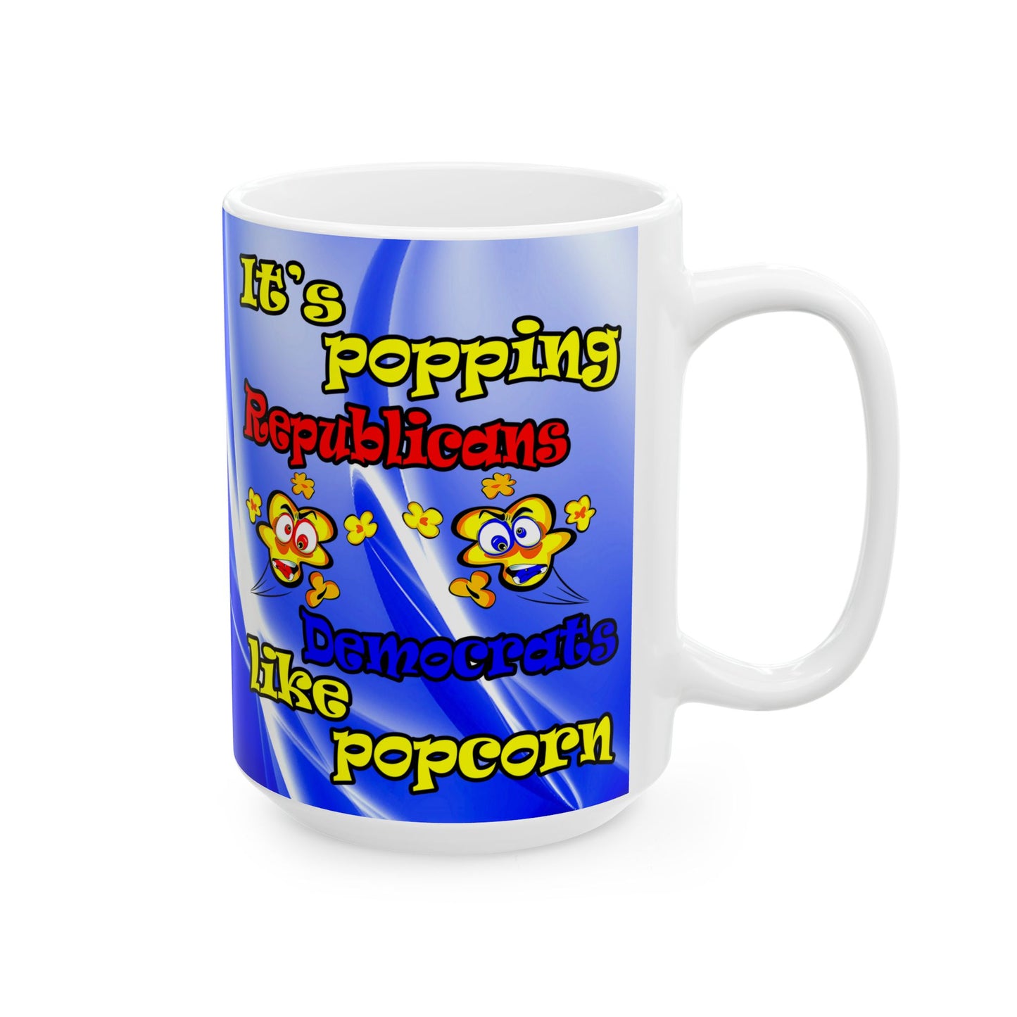 popping like popcorn - White Mug (blue-white wave)