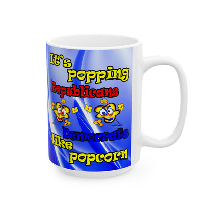 popping like popcorn - White Mug (blue-white wave)