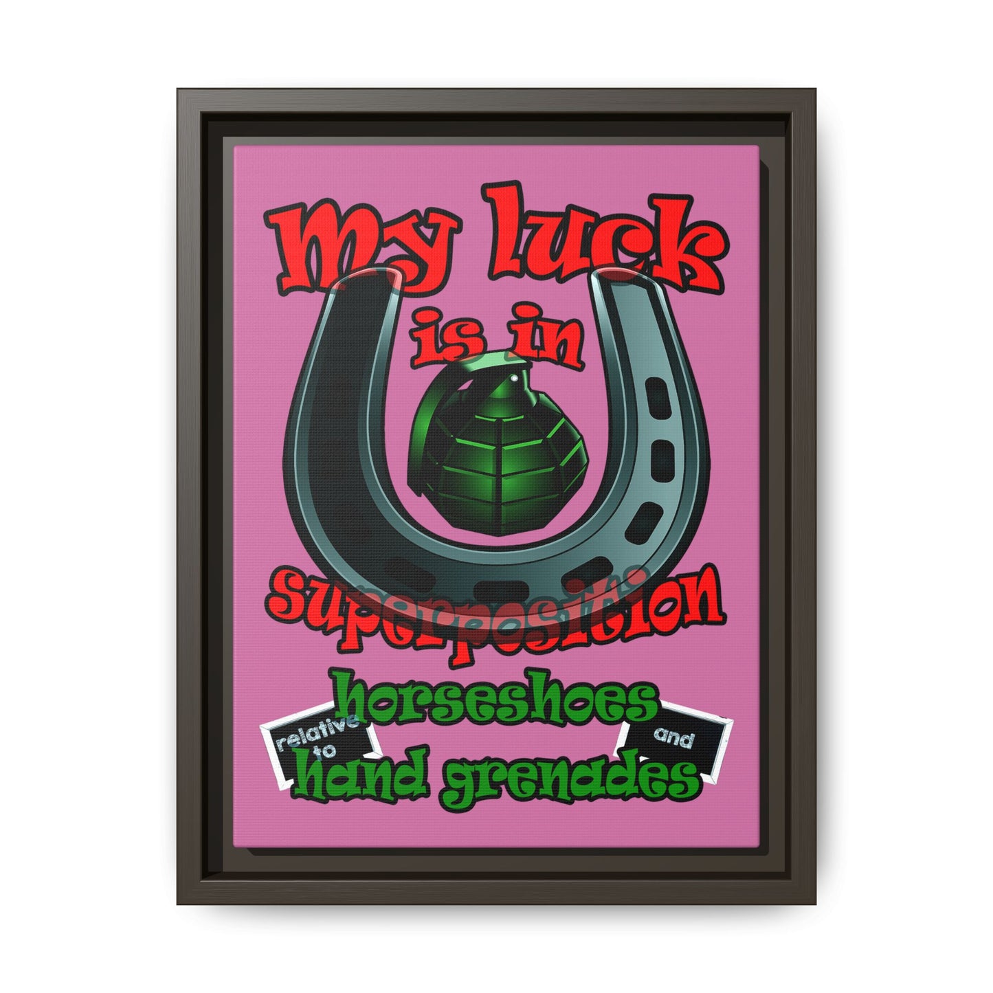 my luck - framed canvas art (light pink)