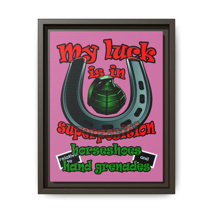 my luck - framed canvas art (light pink)
