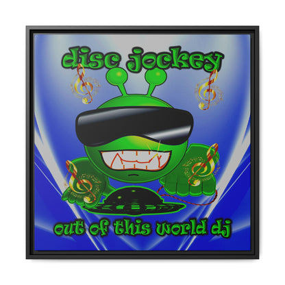 disc jockey - framed canvas art (blue-white wave)