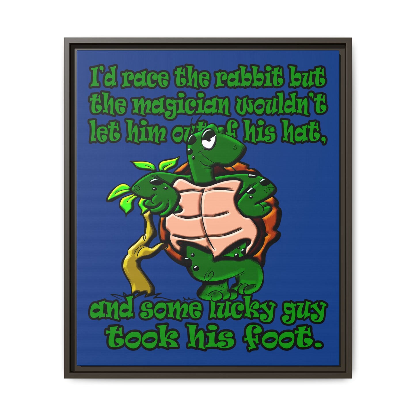 turtle race - framed canvas art (dark blue)