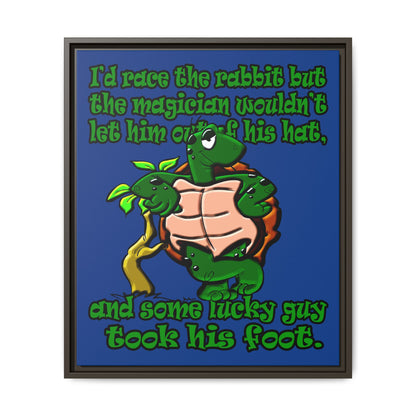 turtle race - framed canvas art (dark blue)