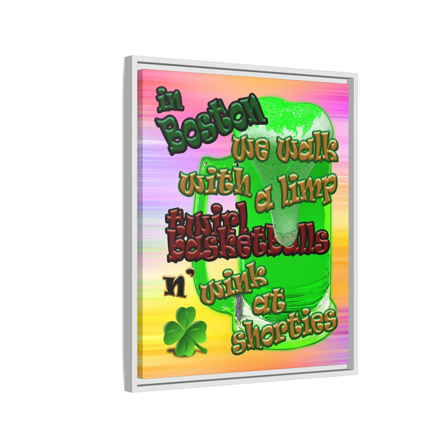 celtics logo - framed canvas art (color blur)