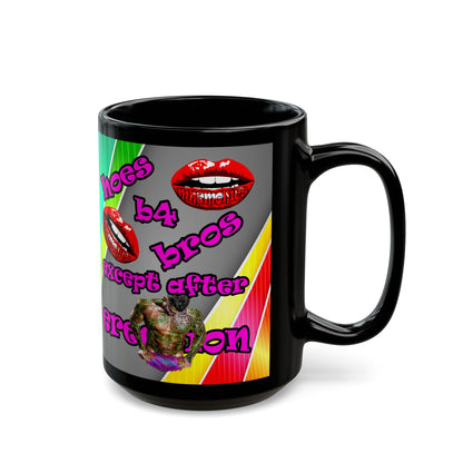 hoes b4 bros - Black Mug (rainbow split)