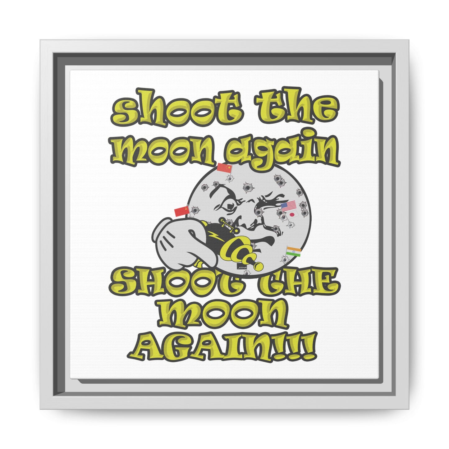 shoot the moon again - framed canvas art (white)