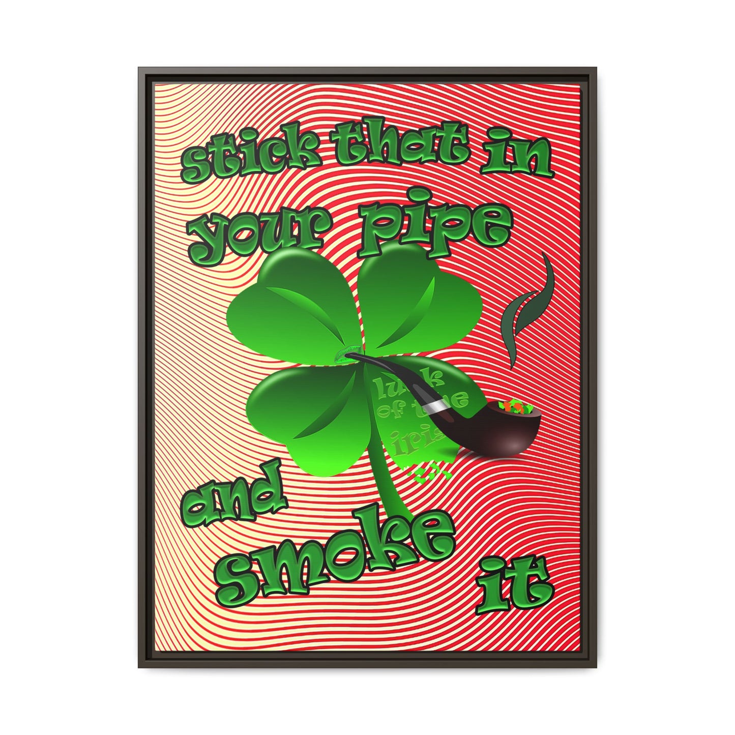 stick that in your pipe and smoke it - framed canvas art (yellow-orange wave)
