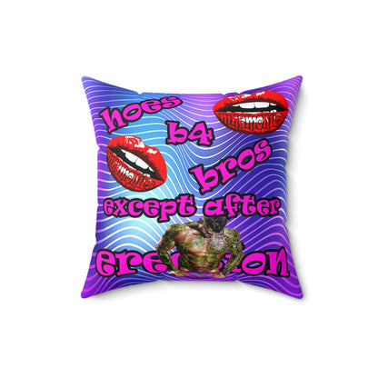 hoes b4 bros - Spun Polyester Square Pillow - (purple wave)