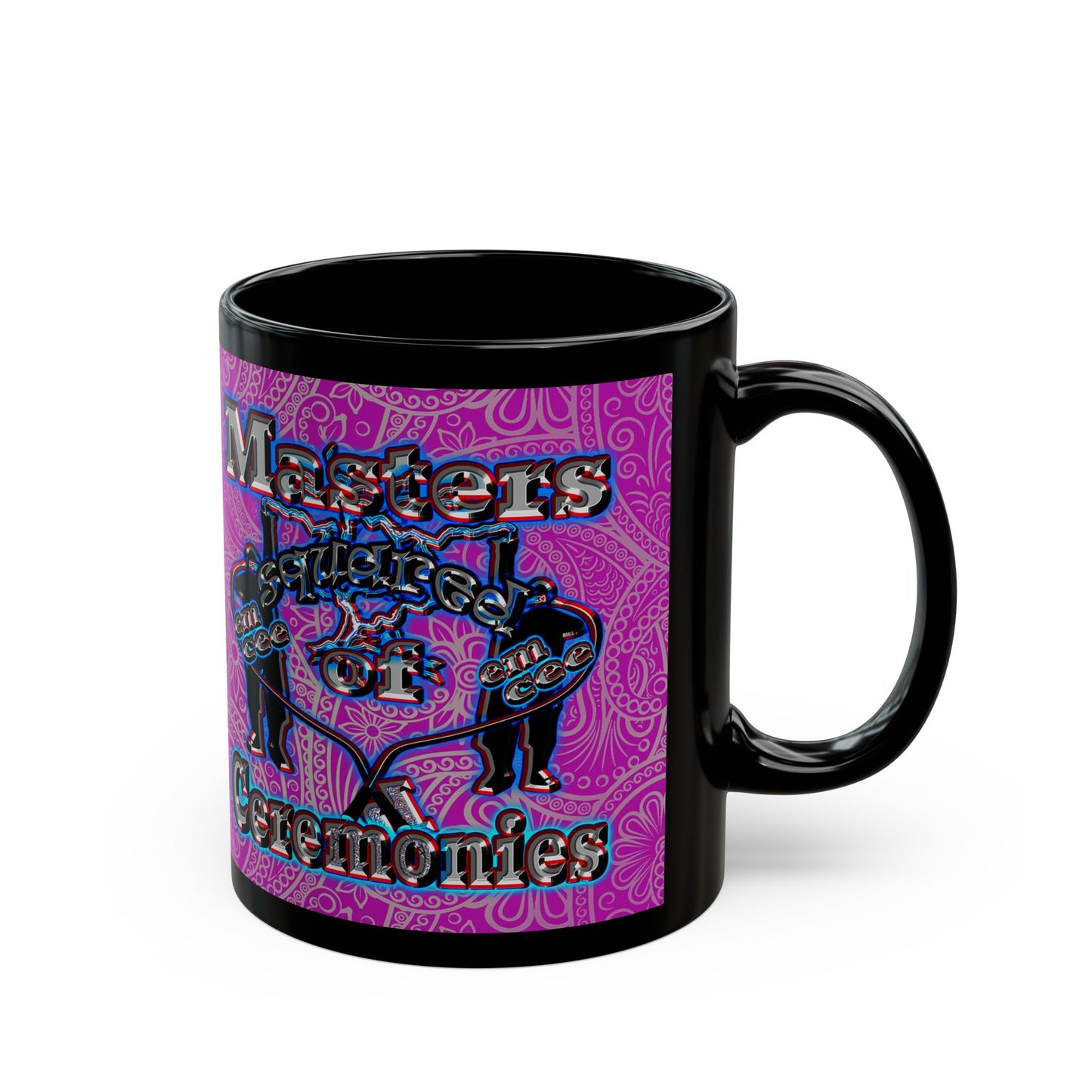 em cee squared - Black Mug (pink swirl)